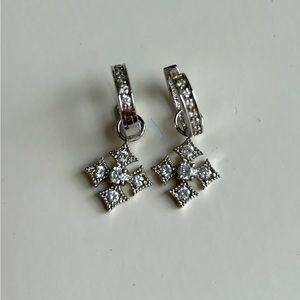 Small Rhinestone Cross Earrings
